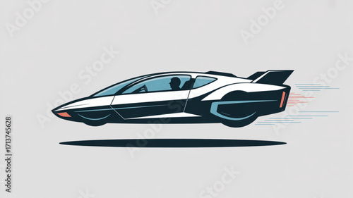 Futuristic flying car concept design for transportation technology and innovative vehicle solutions future mobility