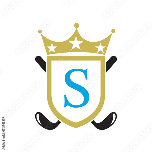 Golf Club Logo combine with letter S vector template
