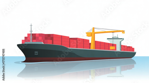 Cargo ship container vessel freight transportation global trade and logistics maritime transport vector illustration