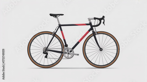 Classic road bicycle black and red frame vintage bike for cycling and outdoor sports and recreation activity