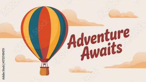 Hot air balloon adventure travel and tourism concept vector illustration for travel agency and vacation 100