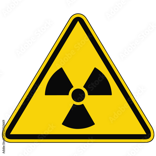 Radiation hazard symbol, transparent warning sign.