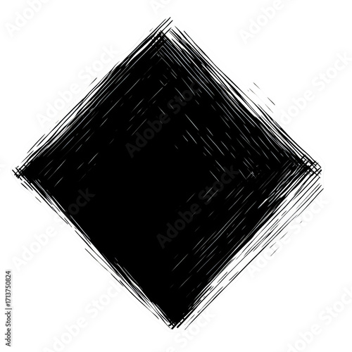 Abstract black diamond shape with textured edges