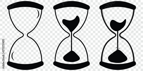 Hour glass icons set , hourglass icon vector, sand clock icon. Old hourglass with flowing sand icon with shadow. Hourglass icon vector for your web and mobile app design, Hourglass logo concept