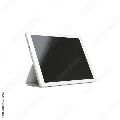 Obraz na płótnie White Tablet Computer in Protective Case, Angled View, Blank Screen