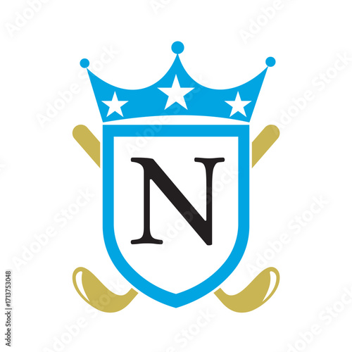 Golf Club Logo combine with letter N vector template