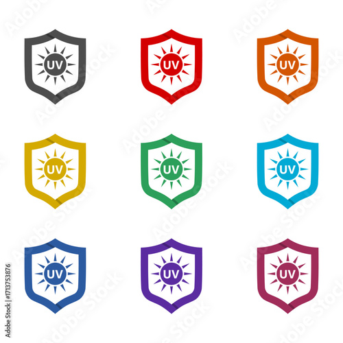 UV protection  icon isolated on white background. Set icons colorful