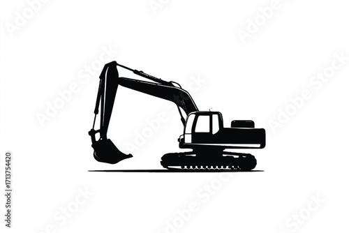 Excavator heavy equipment vector illustration in black silhouette style perfect for industrial designs and construction materials websites