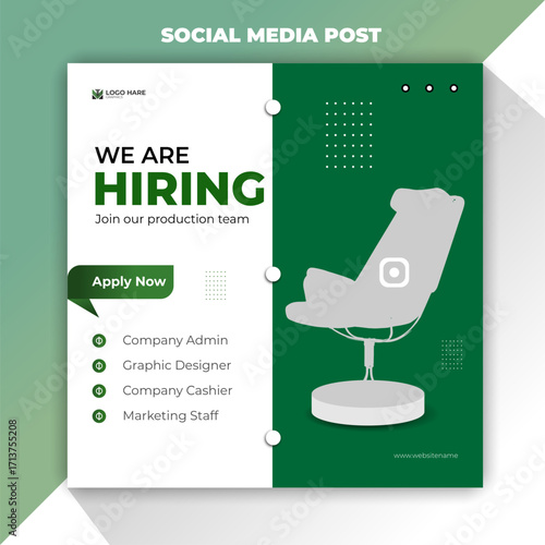 We are hiring join our production team social media post design template