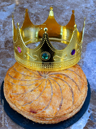 Galette des Rois, king cake, also known as a three kings cake or a baby cake, is a cake associated in many countries with Epiphany, the celebration of the Twelfth Night after Christmas