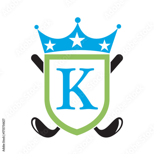 Golf Club Logo combine with letter K vector template