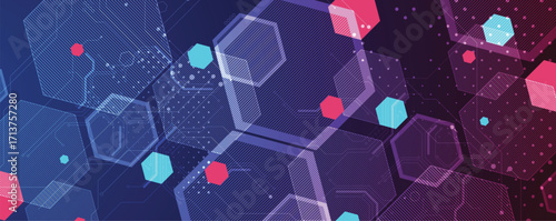 Abstract circuit technology and science background with geometric elements