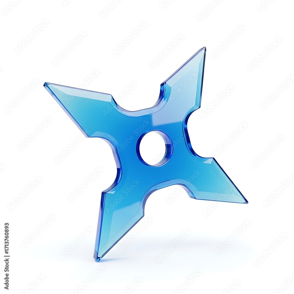 Obraz premium Blue Throwing Star on White Background