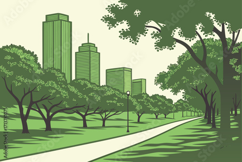 Allen Parkway in Houston, Texas, tree-lined boulevard with views of skyline and green parks