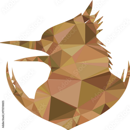 Polygonal bird head open beak abstract animal