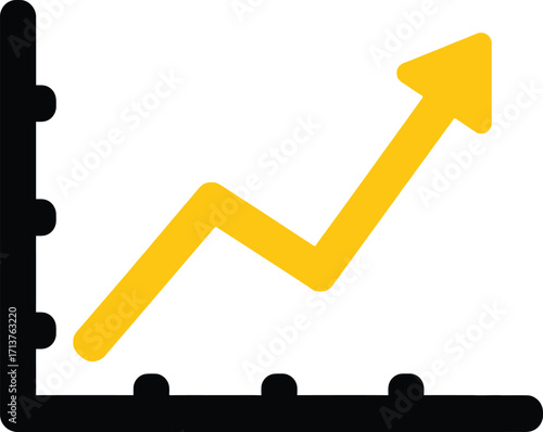 Upward trending arrow on a simple business graph