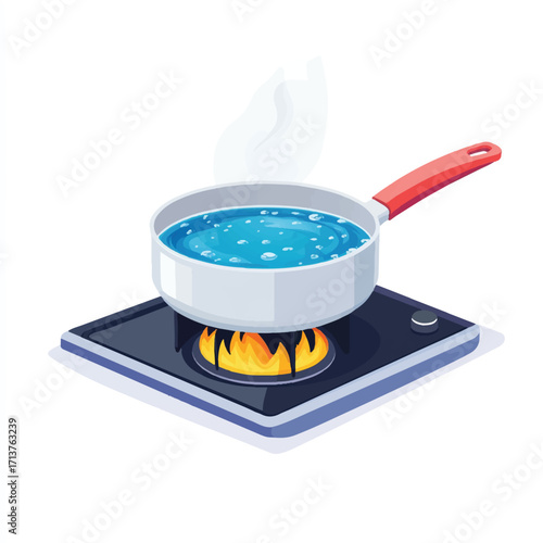 Boiling water in a pan on a stove top ready for cooking.