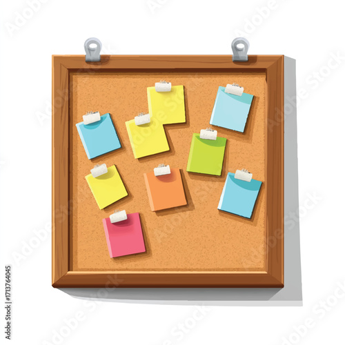  Bulletin board with colorful sticky notes attached to it.