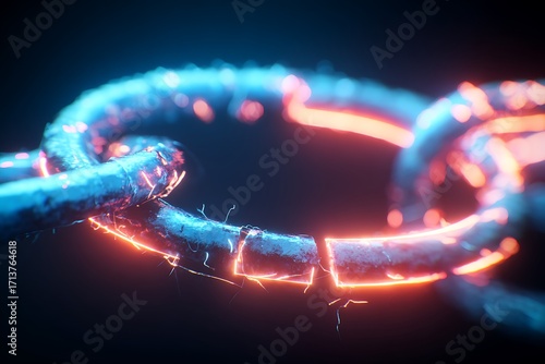 **Business Anti-Trust Law Conceptual Glowing Broken Chain With Neon Sparks Symbolizing Monopoly Regulation Fair Competition Futuristic Style --Ar 3:2 --Raw** - @Musa (Relaxed)