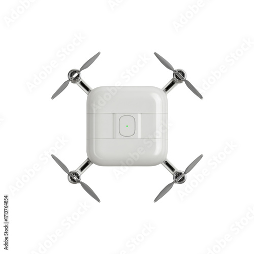 Top View of a Modern White Quadcopter Drone with Four Propellers