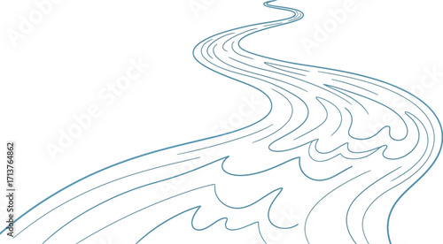 Stylized flowing river with gentle waves and a winding path