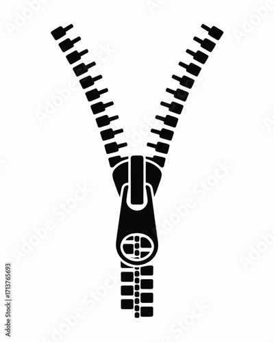 Open zipper clasp fastener graphic vector illustration scalable eps icon silhouette vector illustration white background