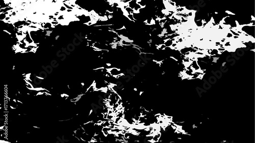 Abstract black and gray texture with sharp irregular splashes and bold flat tones. Fragmented ink blots, cracked stone surfaces, or abstract camouflage. Modern minimalistic chaotic design