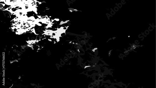 Abstract black and gray texture with sharp irregular splashes and bold flat tones. Fragmented ink blots, cracked stone surfaces, or abstract camouflage. Modern minimalistic chaotic design