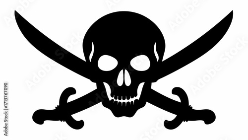 Iconic pirate skull and crossed swords silhouette symbolizing danger and adventure