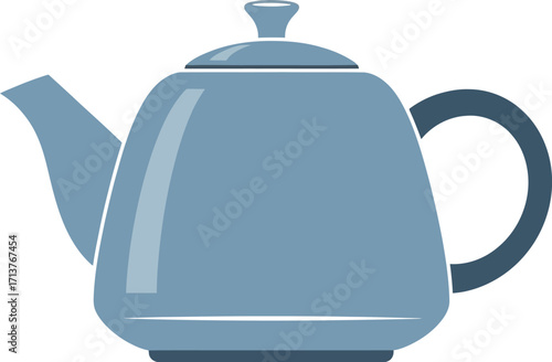 Classic blue teapot, a simple and elegant vessel for brewing hot beverages.