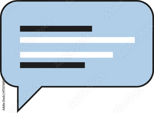 Simple blue speech bubble with lines indicating text or message