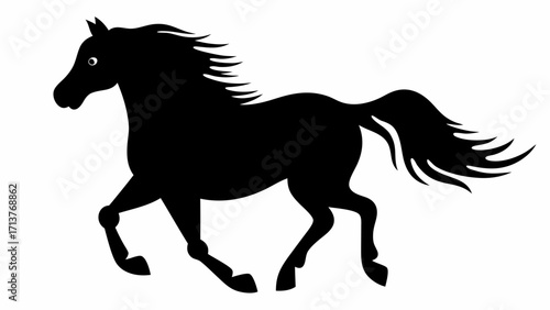 Elegant black horse silhouette running free, a symbol of power and grace in motion