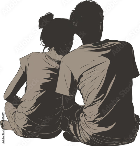Whispered Secrets of Affection: A tender portrayal of a couple's intimate moment, as they sit close, immersed in their private world of connection. Capturing the quiet strength of their love.