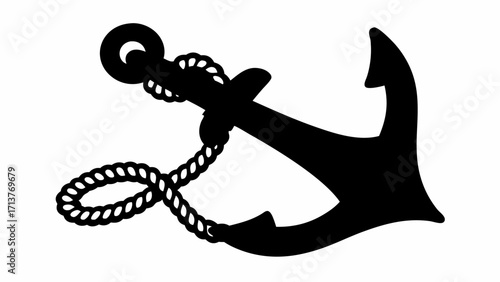 Bold anchor silhouette with nautical rope, perfect for marine themes and maritime adventures