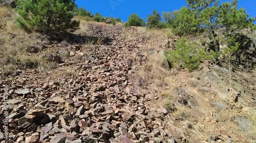 A rock river in the form of a rockfall from the mountains poses a great danger to tourists.