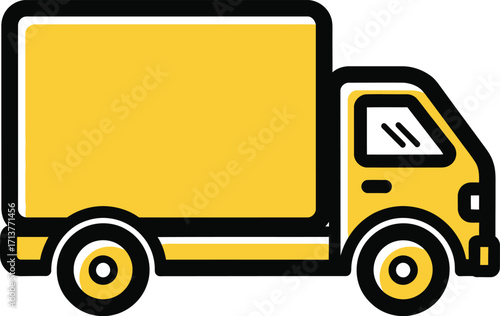 Yellow box truck icon for delivery and logistics services
