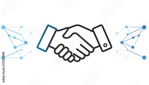 Business handshake with connecting network