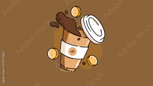 A simple paper coffee cup with a lid, ideal for on-the-go beverages. The cup features a classic design with a smooth surface, showcasing the practicality
