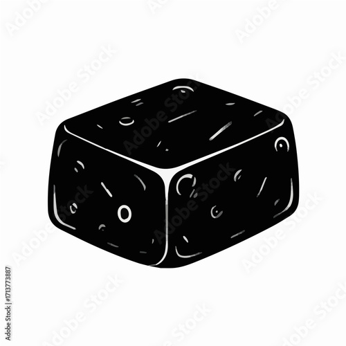 A sleek black and white icon of a block of tofu, a food derived from soybeans. This design highlights how pulses are processed and consumed, making them a cornerstone of healthy, plant-based diets