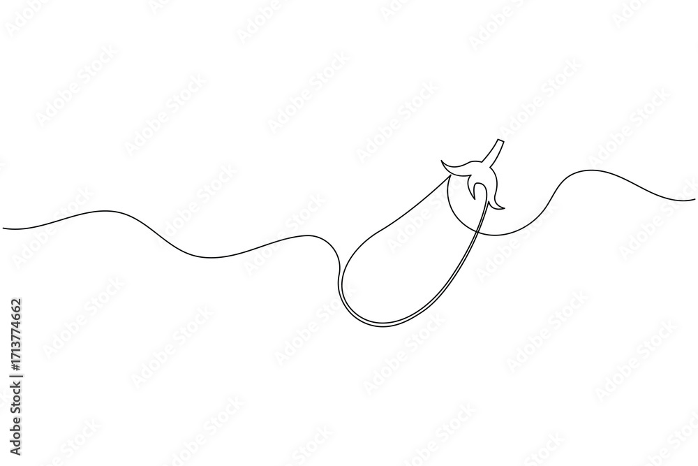 Fototapeta premium Eggplant continuous one line drawing of vegetable in minimalist style. Perfect for food, organic, and healthy lifestyle design