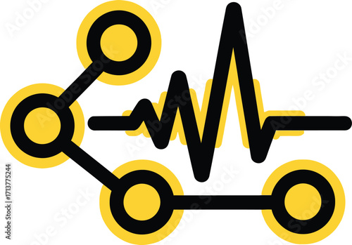 Abstract representation of a network with a pulsating signal