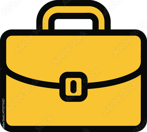 Simple yellow briefcase icon with black outline