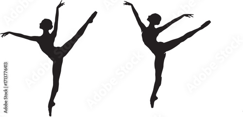 Silhouette of Two Ballerinas in Elegant Dance Poses