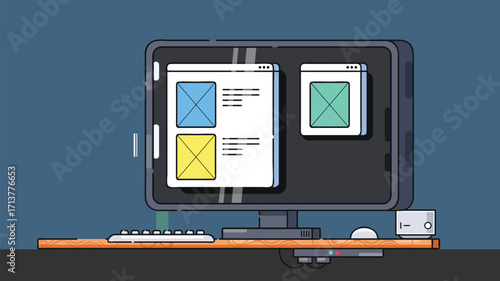 Illustration of a laptop on a desk at night, symbolizing remote work and freelancing, with a calm, focused atmosphere ideal for productivity