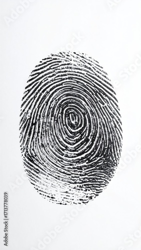 Close-up of a Fingerprint Pattern on White Background.