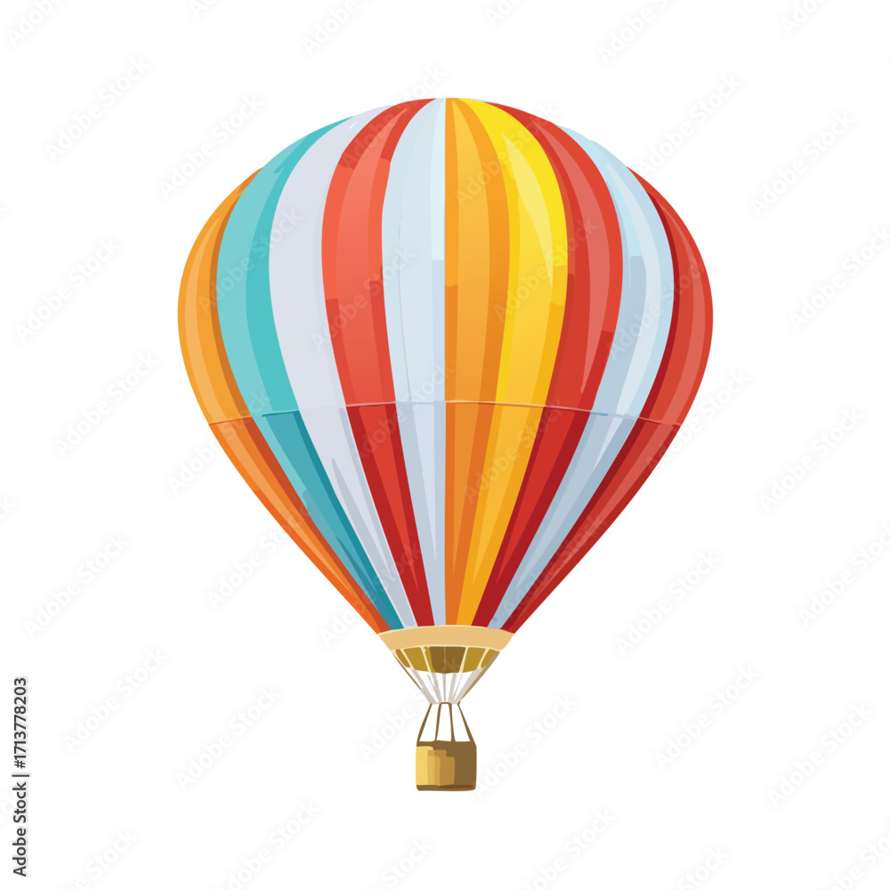 Fototapeta premium A hot air balloon with a striped pattern, perfect for travel, vacation, and exploration-themed designs. Generative AI
