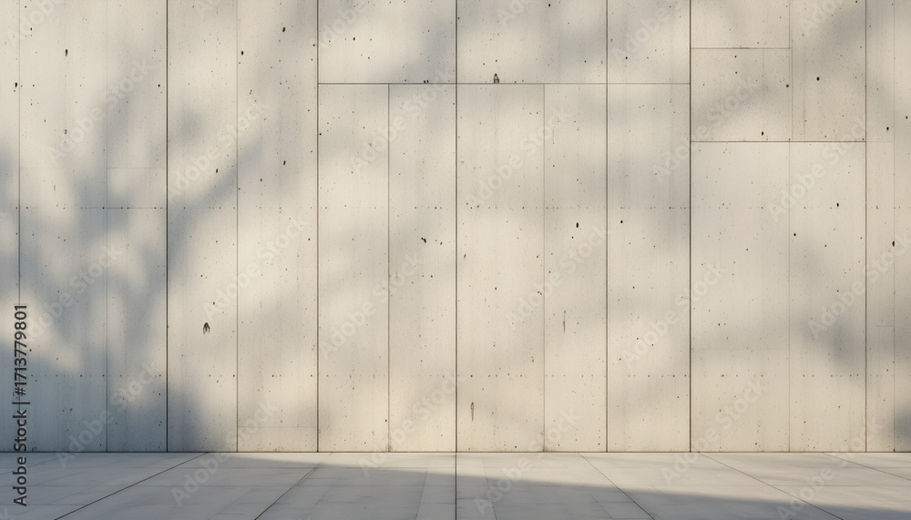 Obraz premium Minimal Concrete Wall with Tree Shadows – Modern Architectural Background
