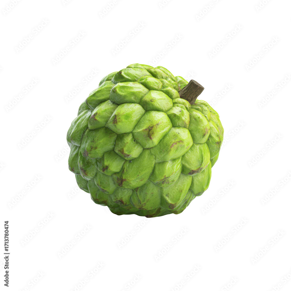 Fototapeta premium Fresh Green Cherimoya Fruit Isolated on White Background