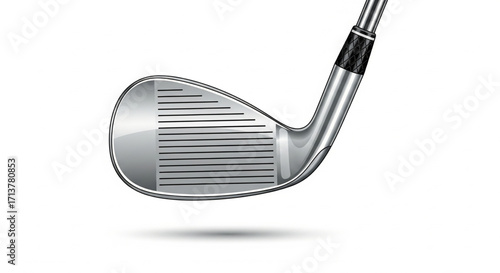 Close-up of a golf wedge club head and shaft against a white background.