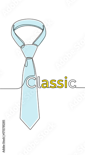 Classic tie illustration with "classic" lettering in minimal style and copy space